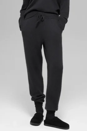 Pantaloni jogger New Class High-Waist in lana e cashmere - Nero