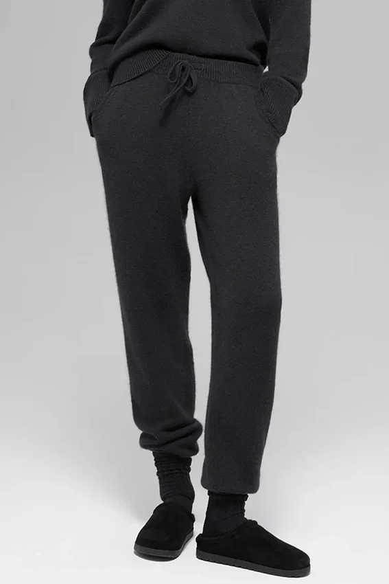Pantaloni jogger New Class High-Waist in lana e cashmere - Nero