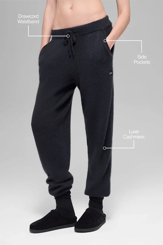 Pantaloni jogger New Class High-Waist in lana e cashmere - Nero
