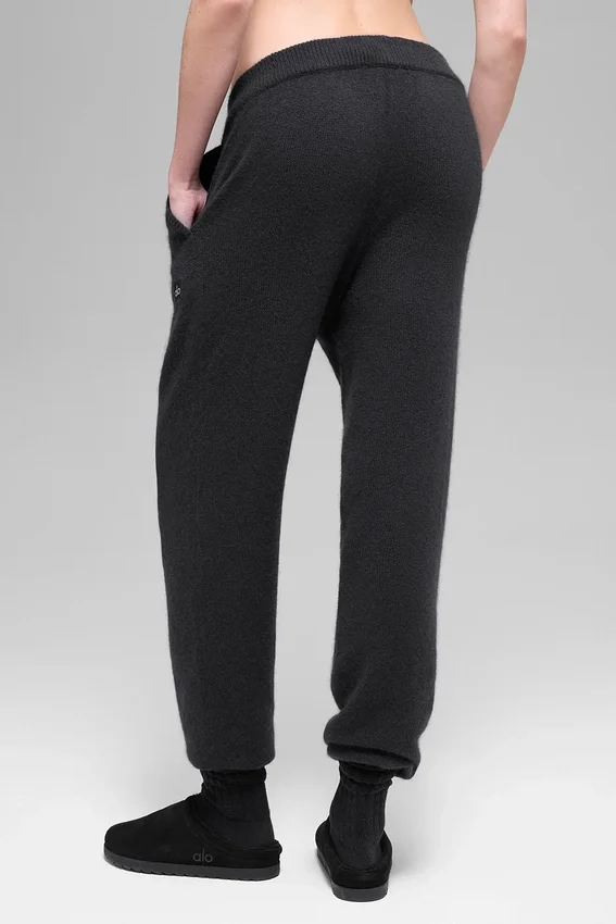 Pantaloni jogger New Class High-Waist in lana e cashmere - Nero