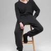 Pantaloni jogger New Class High-Waist in lana e cashmere - Nero