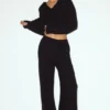 Pantaloni Northstar a gamba dritta High-Waist in cashmere - Nero