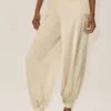 Pantaloni Radiance High-Waist in misto seta - Beige sabbia