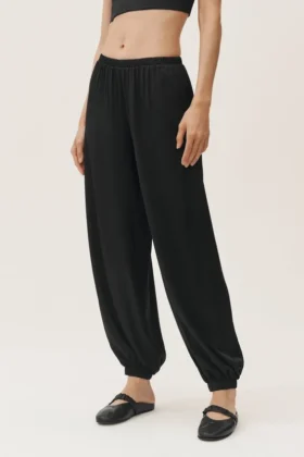Pantaloni Radiance High-Waist in misto seta - Nero