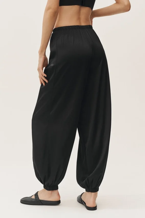 Pantaloni Radiance High-Waist in misto seta - Nero