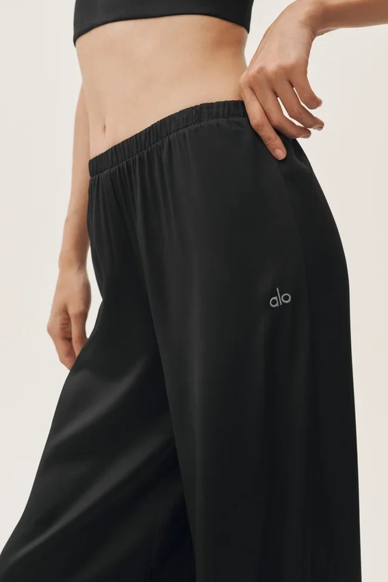 Pantaloni Radiance High-Waist in misto seta - Nero