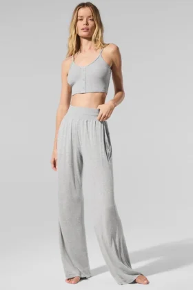 Pantaloni svasati da casa delicati e semitrasparenti - Grigio melange sportivo
