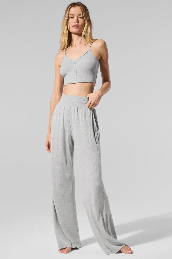 Pantaloni svasati da casa delicati e semitrasparenti - Grigio melange sportivo