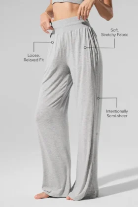 Pantaloni svasati da casa delicati e semitrasparenti – Grigio melange sportivo