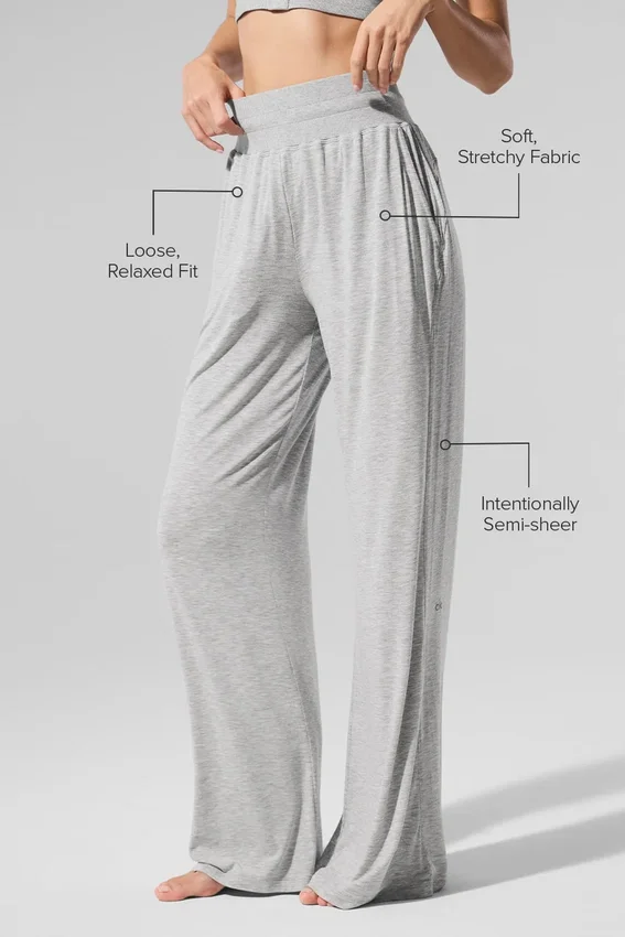 Pantaloni svasati da casa delicati e semitrasparenti - Grigio melange sportivo