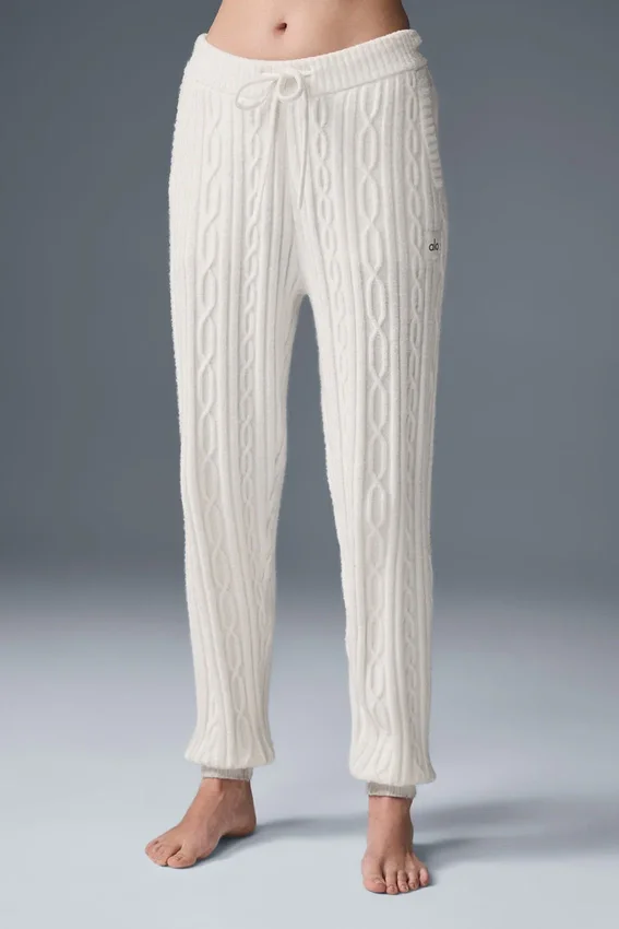 Pantaloni Winter Bliss a maglia intrecciata - Avorio
