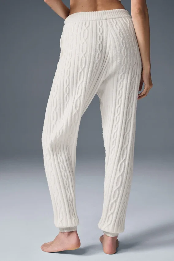 Pantaloni Winter Bliss a maglia intrecciata - Avorio