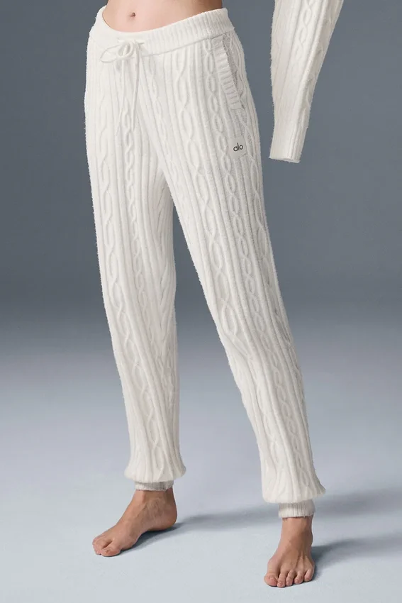 Pantaloni Winter Bliss a maglia intrecciata - Avorio