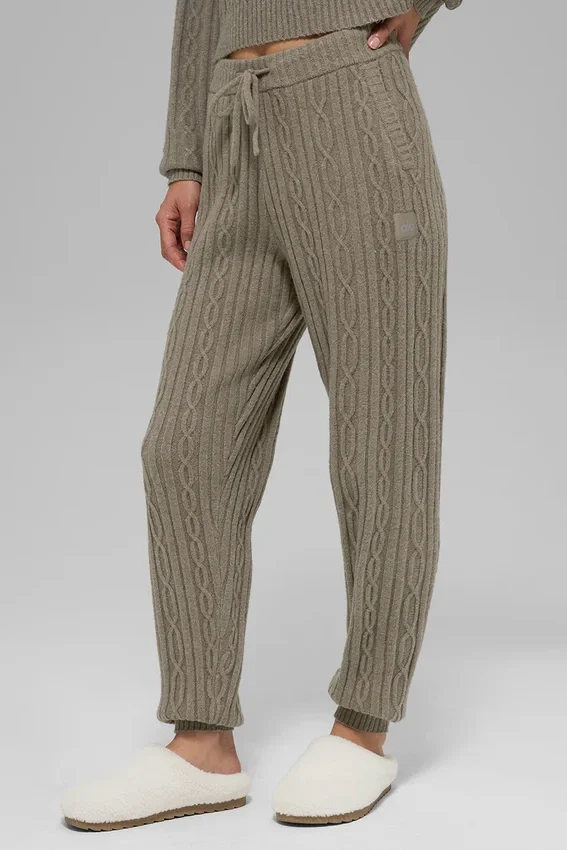 Pantaloni Winter Bliss a maglia intrecciata - Cacao chiaro
