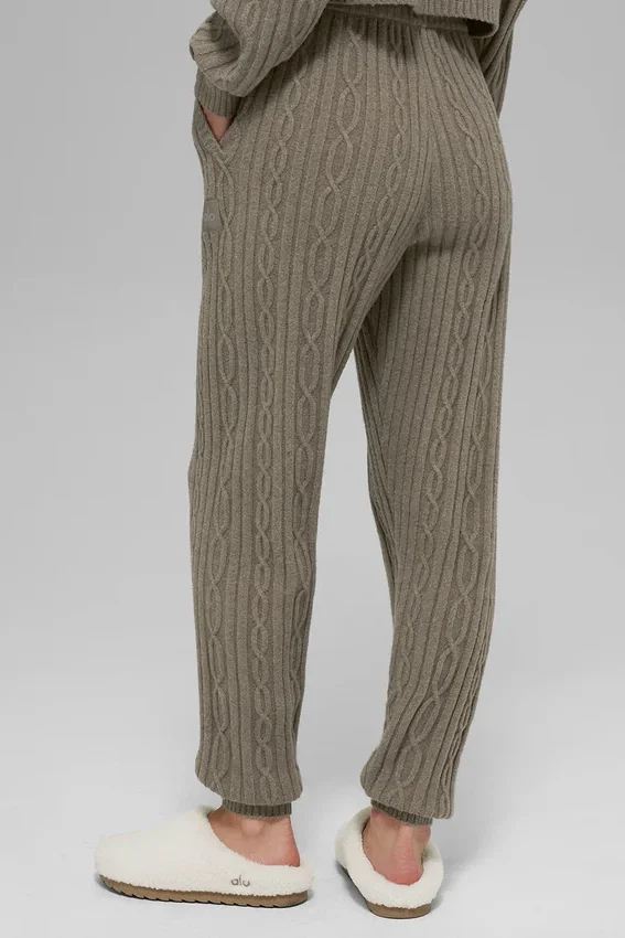 Pantaloni Winter Bliss a maglia intrecciata - Cacao chiaro