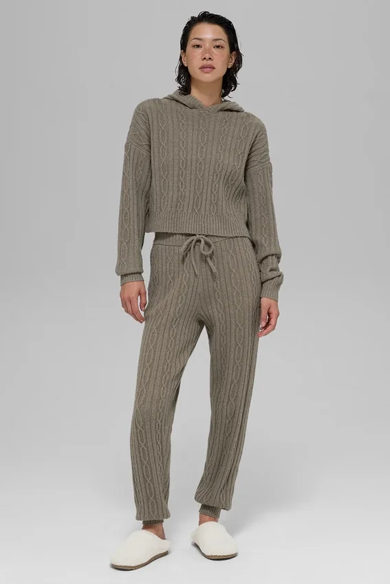 Pantaloni Winter Bliss a maglia intrecciata - Cacao chiaro