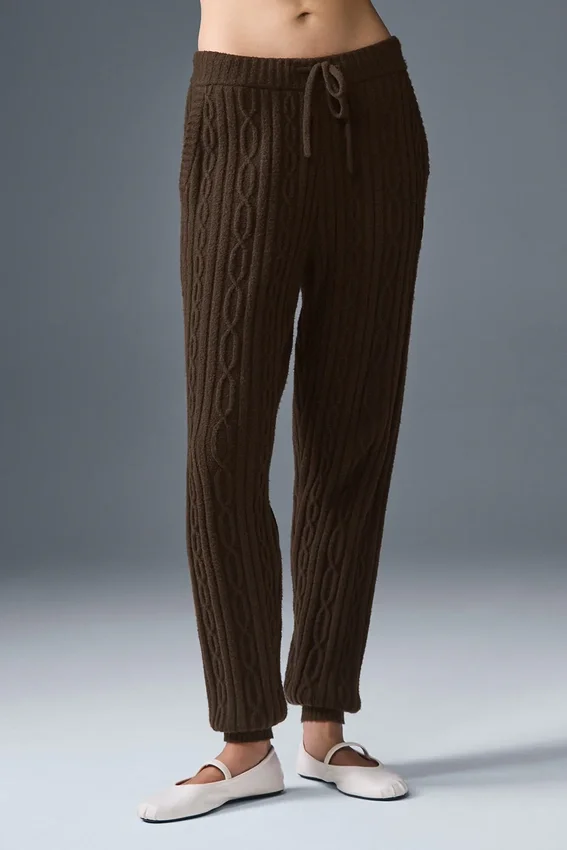 Pantaloni Winter Bliss a maglia intrecciata - Espresso