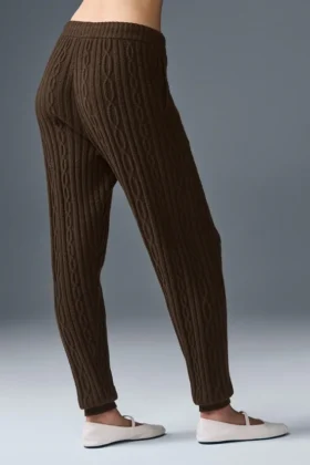 Pantaloni Winter Bliss a maglia intrecciata – Espresso