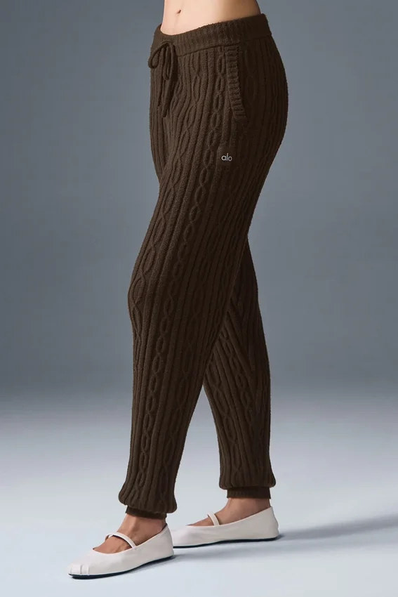 Pantaloni Winter Bliss a maglia intrecciata - Espresso