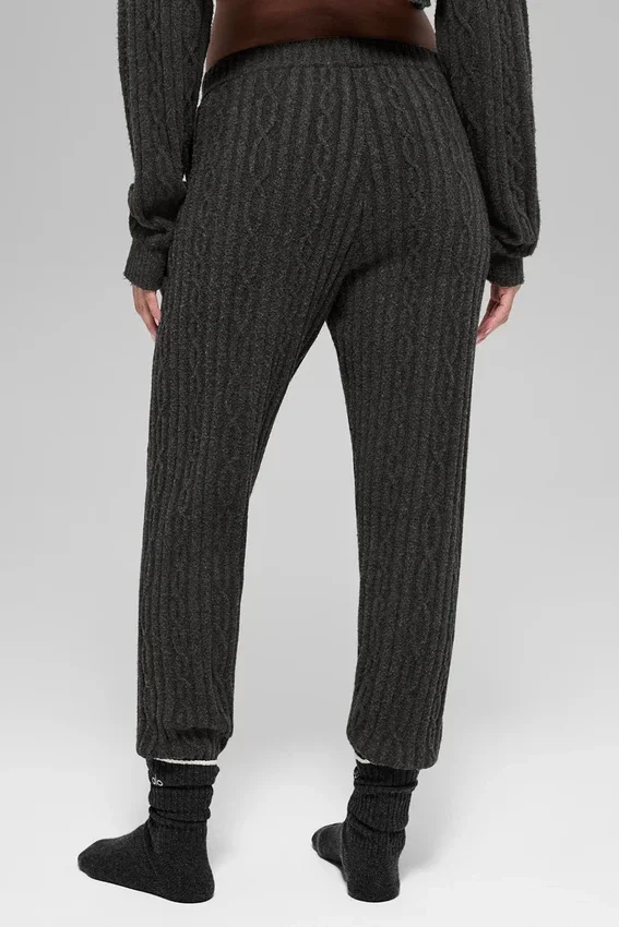 Pantaloni Winter Bliss a maglia intrecciata - Grigio melange scuro