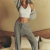 Pantaloni Winter Bliss a maglia intrecciata - Grigio melange sportivo