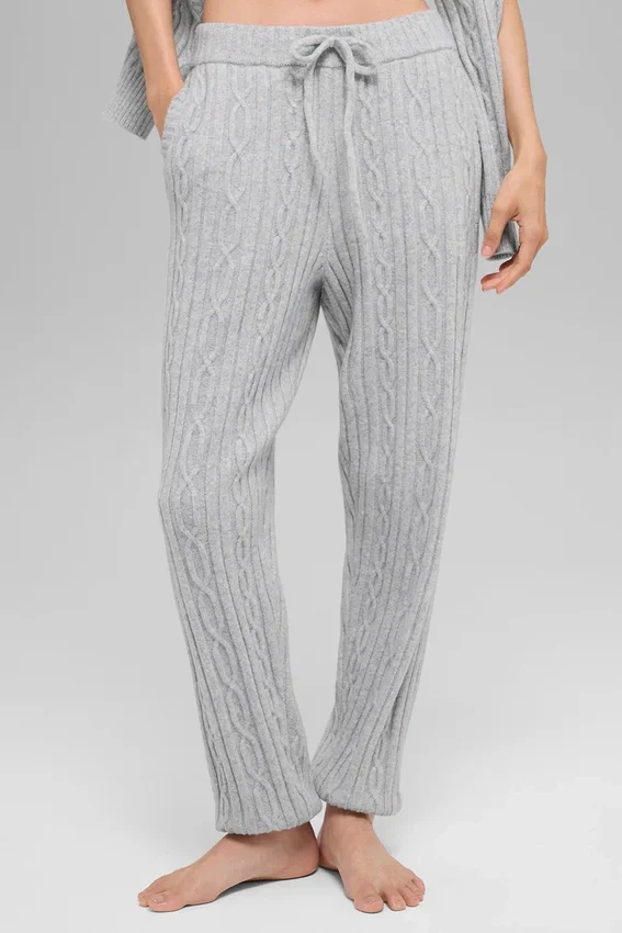 Pantaloni Winter Bliss a maglia intrecciata - Grigio melange sportivo