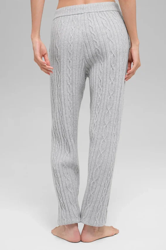 Pantaloni Winter Bliss a maglia intrecciata - Grigio melange sportivo