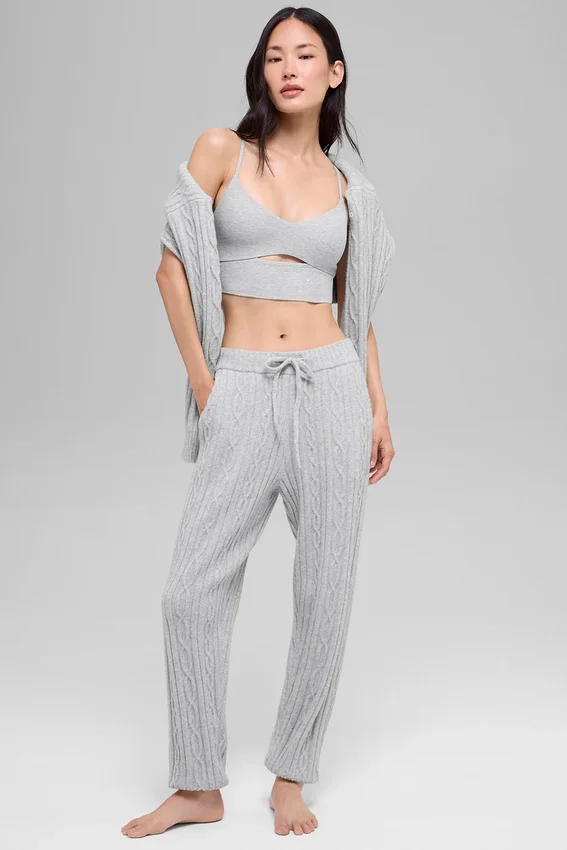 Pantaloni Winter Bliss a maglia intrecciata - Grigio melange sportivo