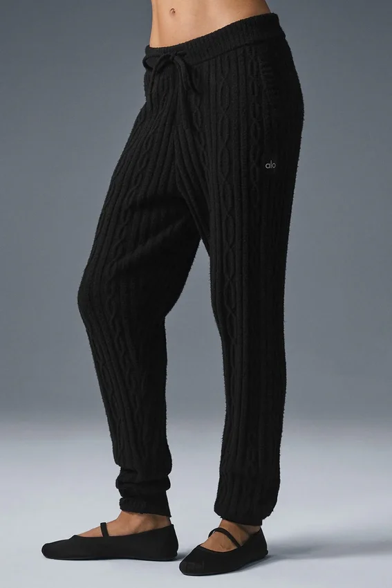 Pantaloni Winter Bliss a maglia intrecciata - Nero