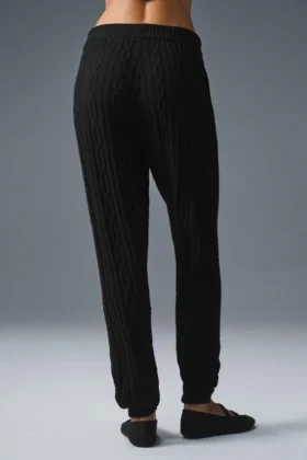 Pantaloni Winter Bliss a maglia intrecciata – Nero