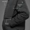 Piumino da palcoscenico con cappuccio in nylon stropicciato - Nero