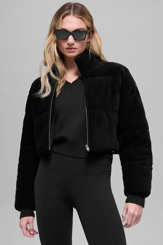 Piumino Dreamy in micro-velluto a coste - Nero