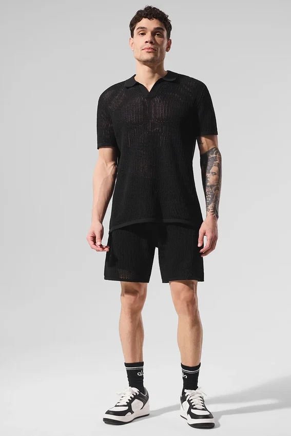 Polo a maglia larga - Nero