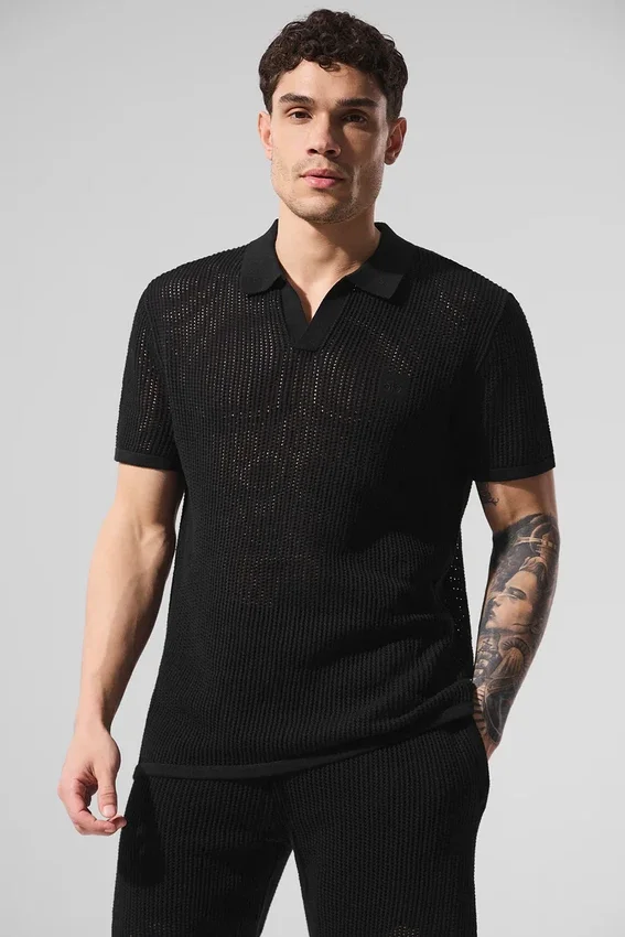 Polo a maglia larga - Nero