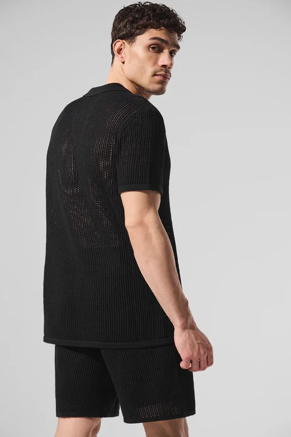 Polo a maglia larga - Nero