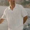 Polo a maniche corte in maglia Coastline - Avorio