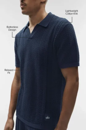Polo a maniche corte in maglia Coastline – Blu navy