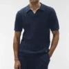 Polo a maniche corte in maglia Coastline - Blu navy