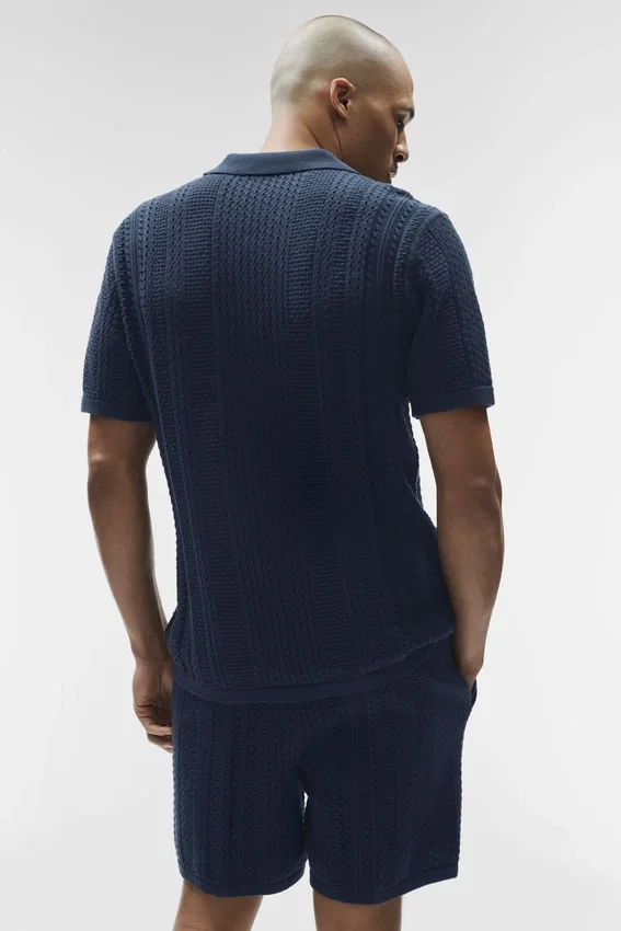 Polo a maniche corte in maglia Coastline - Blu navy