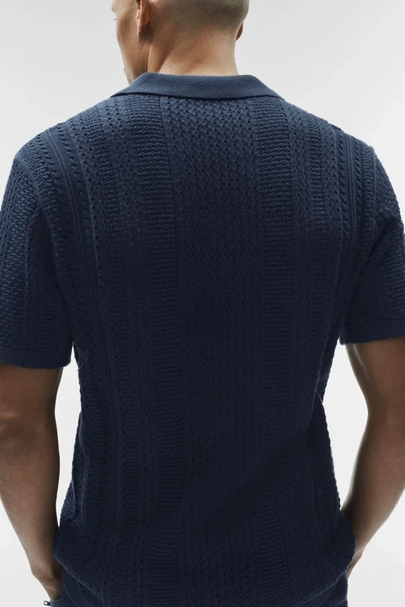 Polo a maniche corte in maglia Coastline - Blu navy