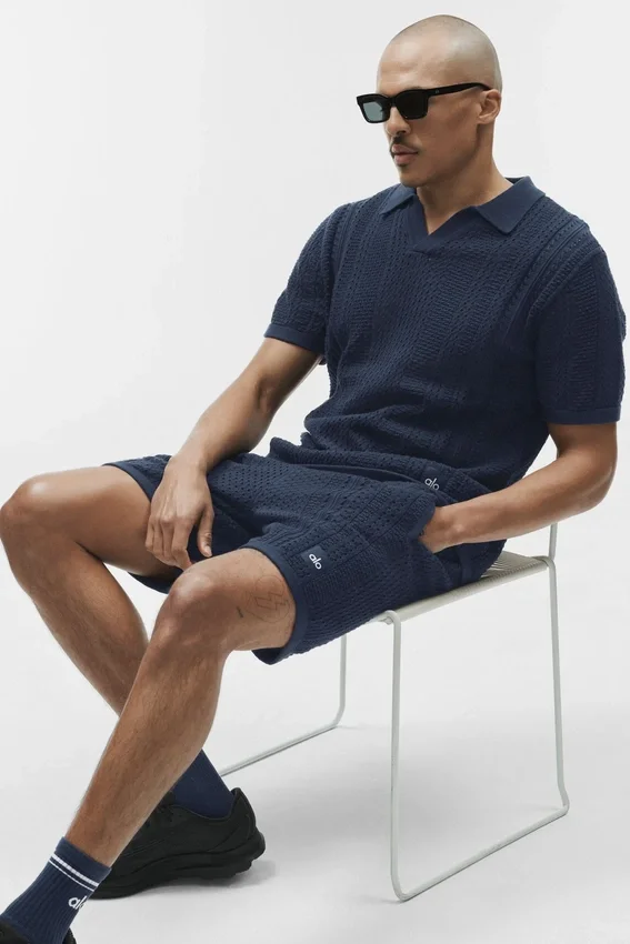 Polo a maniche corte in maglia Coastline - Blu navy