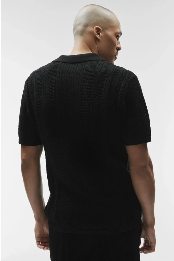 Polo a maniche corte in maglia Coastline - Nero
