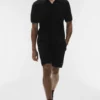 Polo a maniche corte in maglia Coastline - Nero