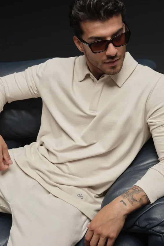 Polo a maniche lunghe Double Take - Beige