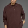 Polo a maniche lunghe in maglia testurizzata - Brownstone