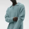 Polo a maniche lunghe in maglia testurizzata - Desert Sage