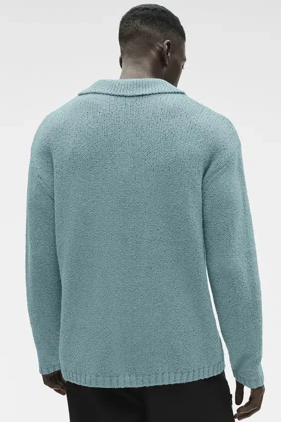 Polo a maniche lunghe in maglia testurizzata - Desert Sage