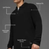 Polo a maniche lunghe in maglia testurizzata - Nero