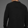 Polo a maniche lunghe in maglia testurizzata - Nero