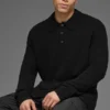 Polo a maniche lunghe in maglia testurizzata - Nero